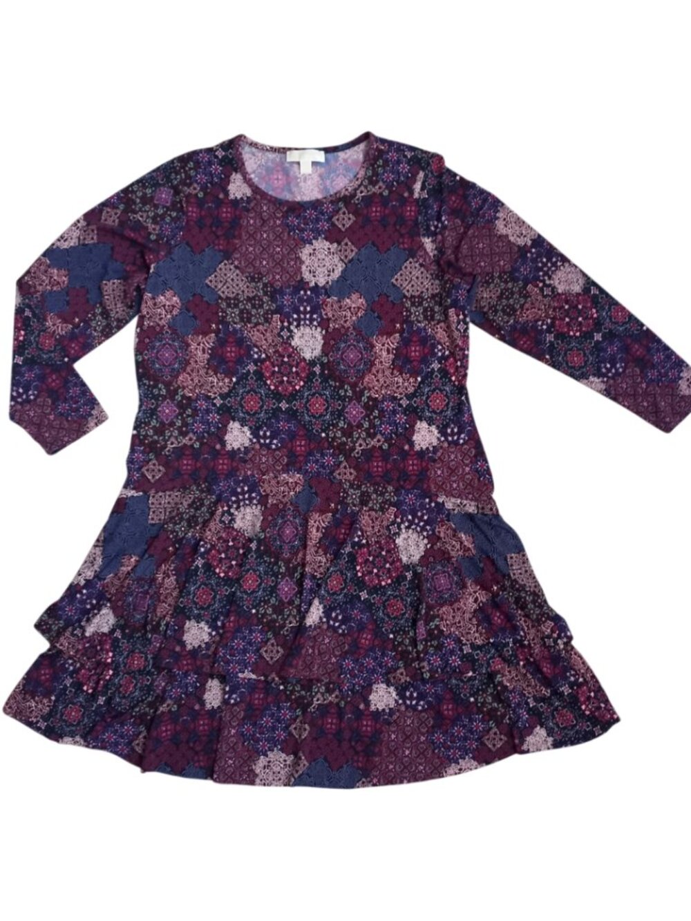 Michael Kors Purple Paisley Mini Dress Boho Ruffle Hem Tunics Plus Size 2X